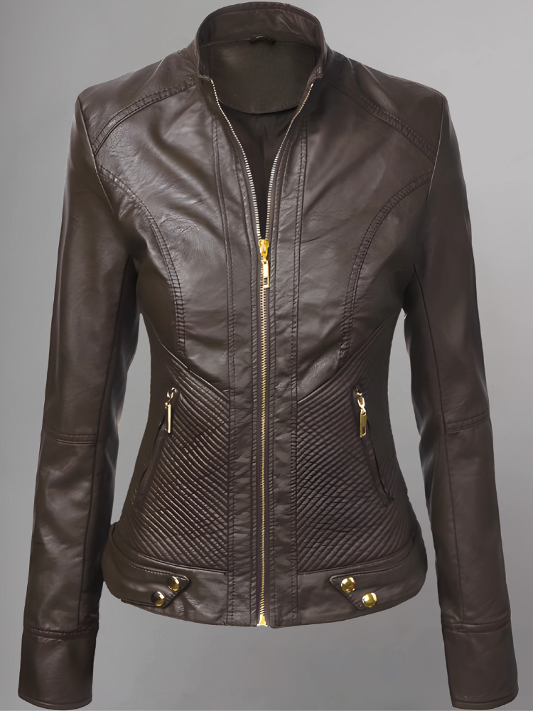 Womens Brown Leather Moto Jacket