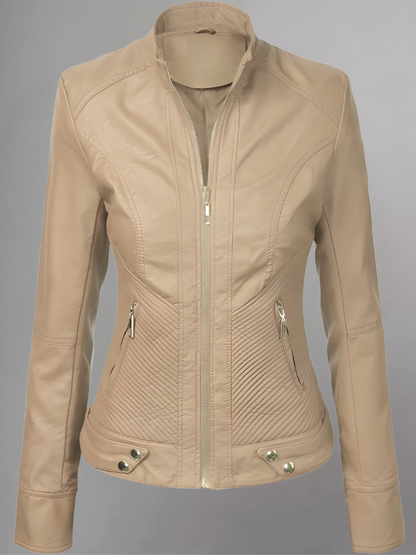 Womens Brown Leather Moto Jacket