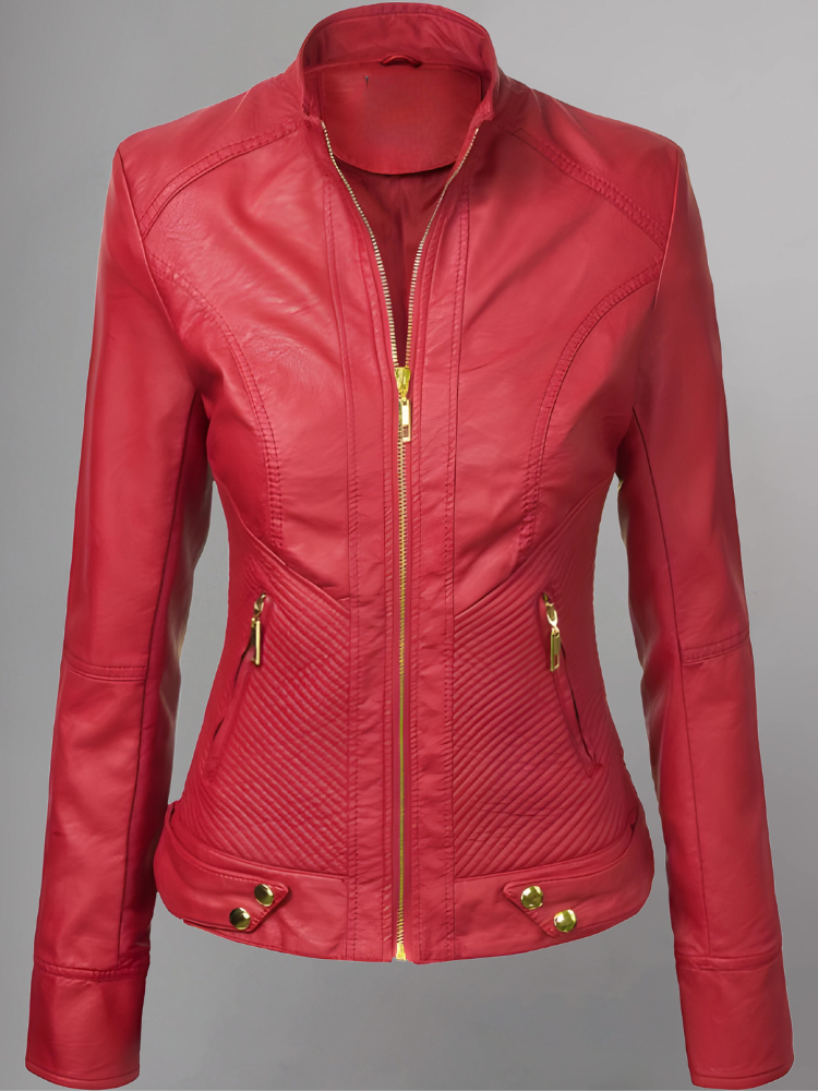 Womens Brown Leather Moto Jacket