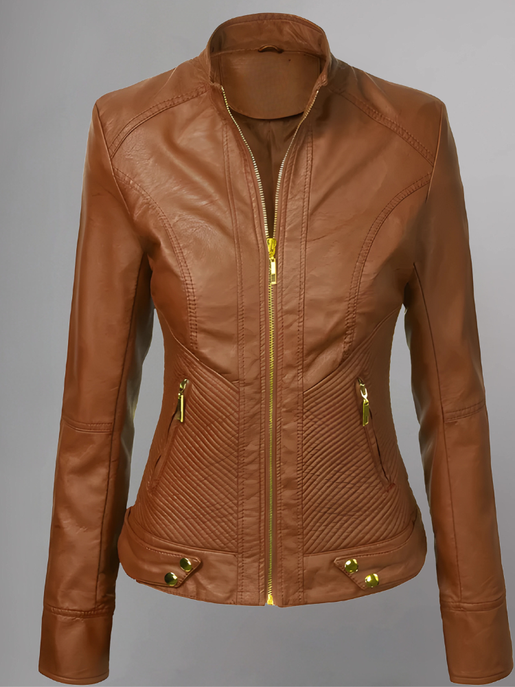 Womens Brown Leather Moto Jacket