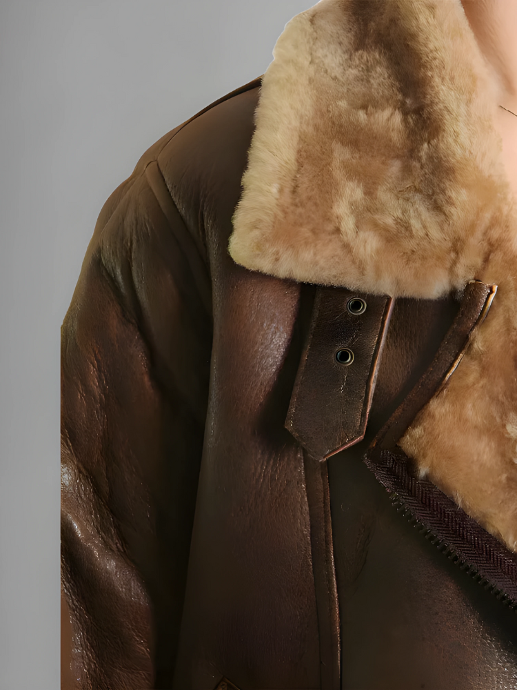 Womens Brown Leather Sheepskin Shearling Jacket