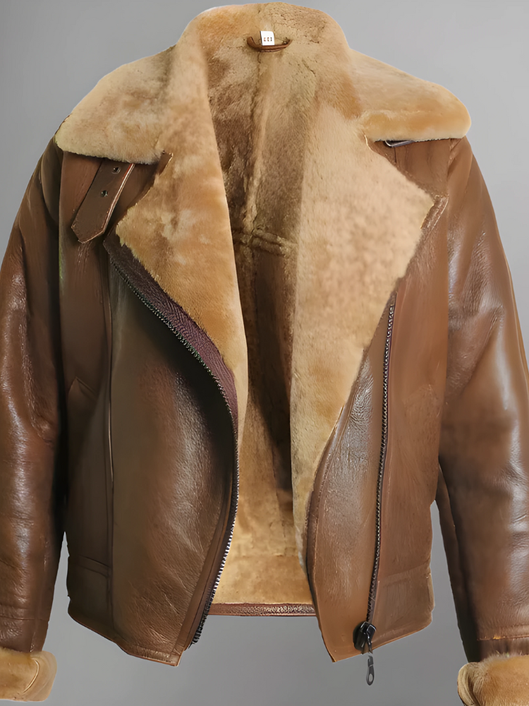 Womens Brown Leather Sheepskin Shearling Jacket