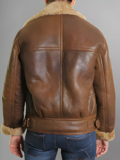 Womens Brown Leather Sheepskin Shearling Jacket