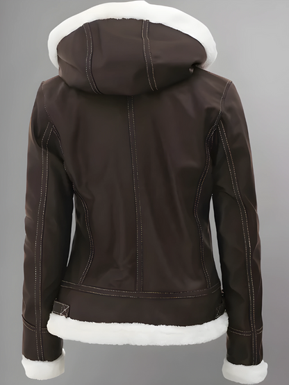 Womens Fur Lined Bomber Leather Jacket