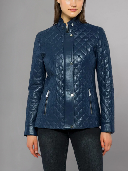 Womens Quilted Brown Leather Jacket