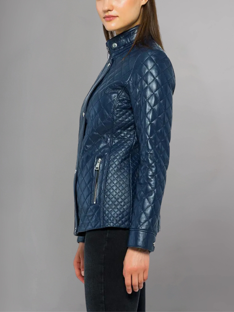 Womens Quilted Brown Leather Jacket