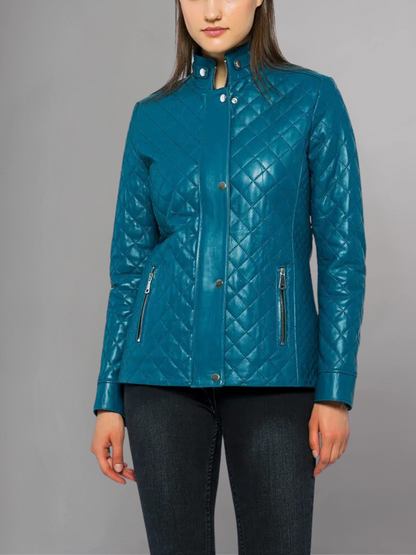 Womens Quilted Brown Leather Jacket