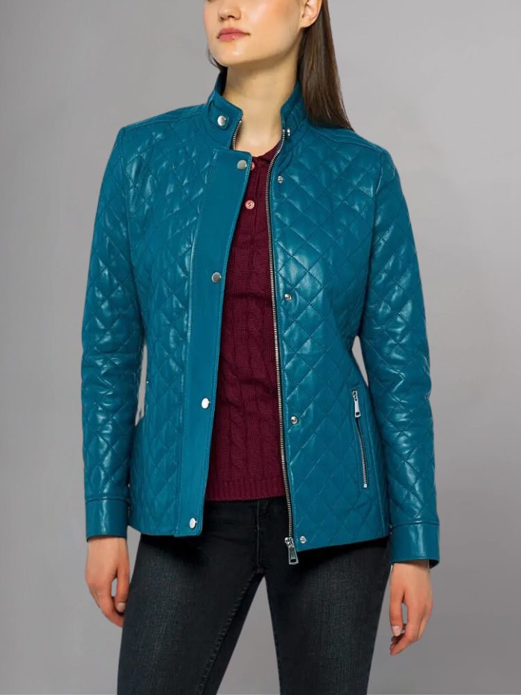 Womens Quilted Brown Leather Jacket