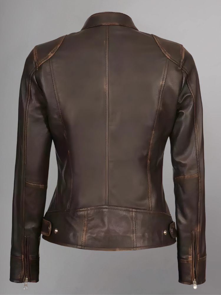 Womens Real Leather Quilted Jacket