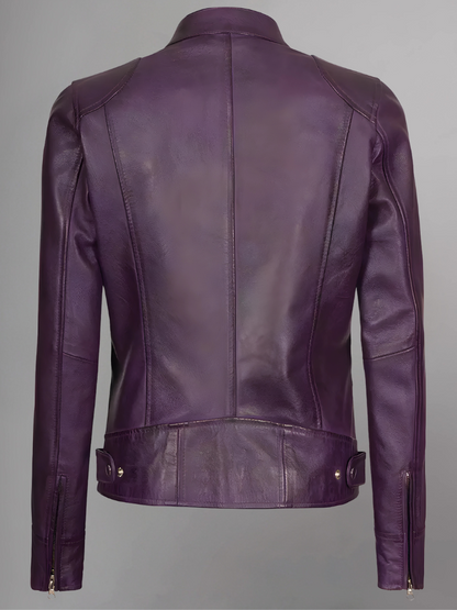 Womens Real Leather Quilted Jacket