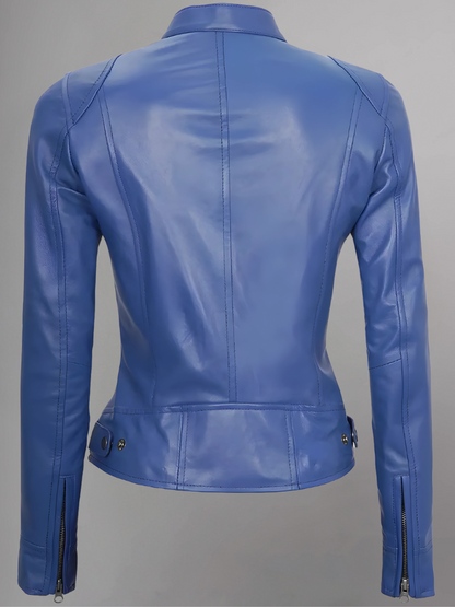 Womens Real Leather Quilted Jacket