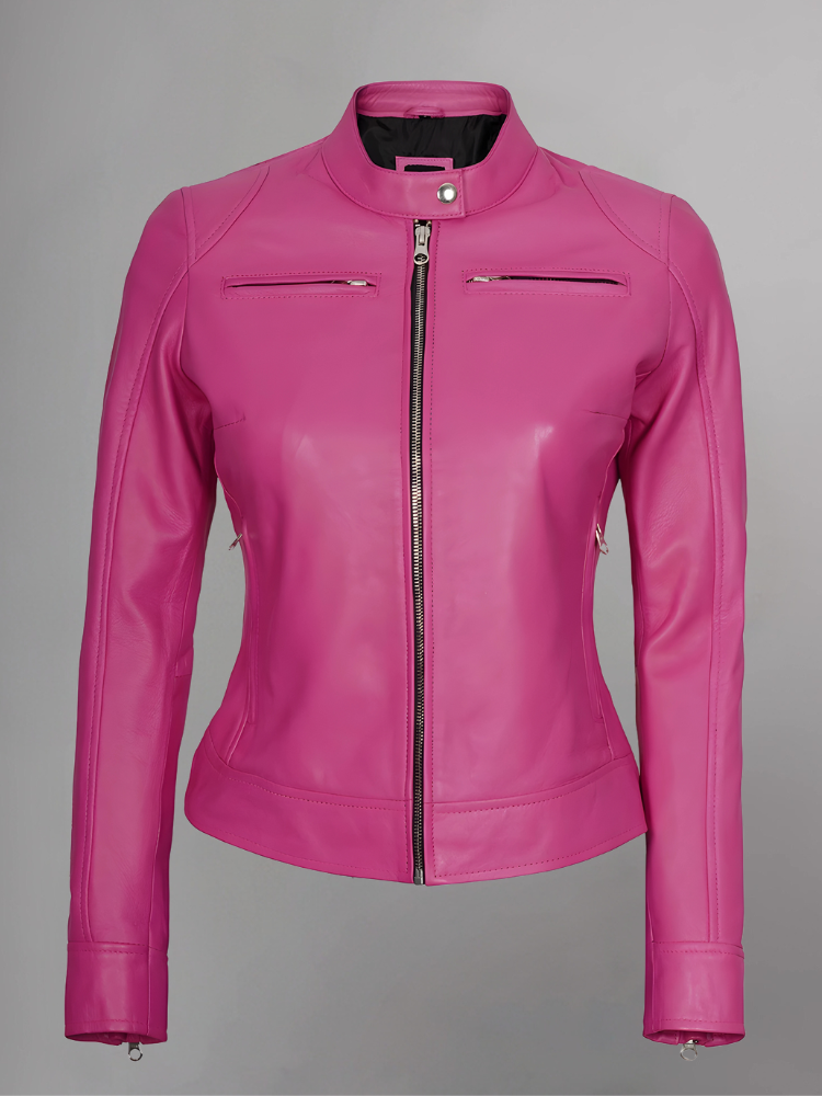 Womens Real Leather Quilted Jacket