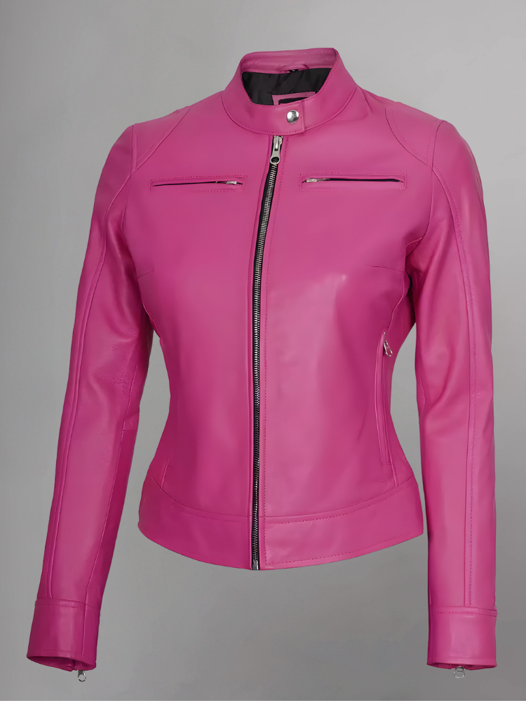 Womens Real Leather Quilted Jacket