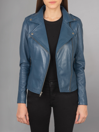 Womens Red Moto Style Leather Jacket