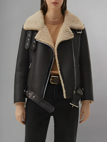 Womens Shearling Moto Jacket