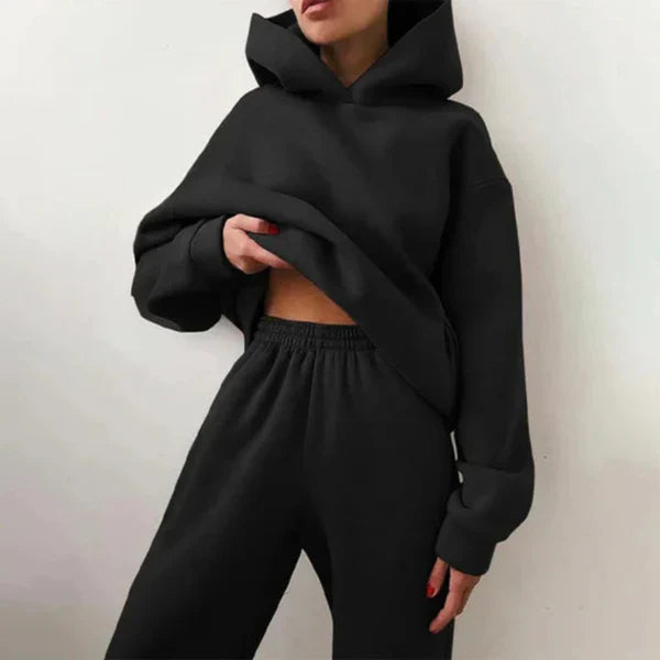 Women’s oversized tracksuit set cropped hoodie – women
