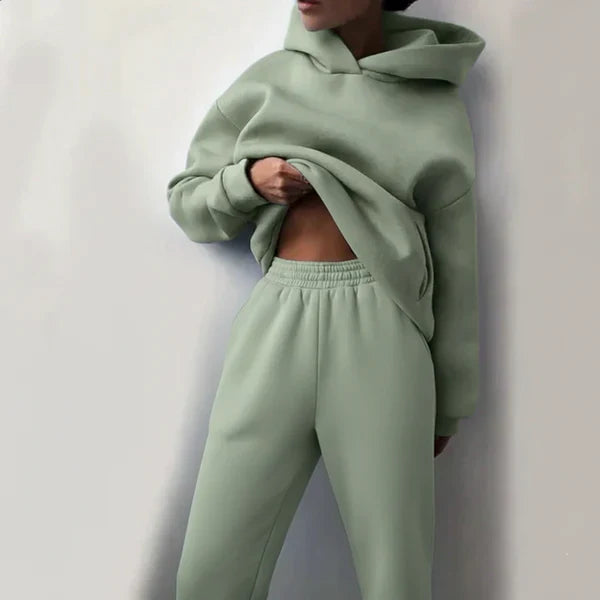 Women’s oversized tracksuit set cropped hoodie – women