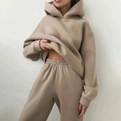 Women’s oversized tracksuit set cropped hoodie – women