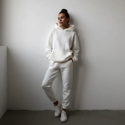 Women’s oversized tracksuit set cropped hoodie – women
