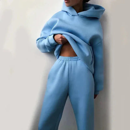Women’s oversized tracksuit set cropped hoodie – women