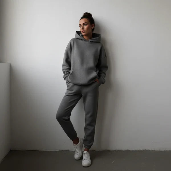Women’s oversized tracksuit set cropped hoodie – women