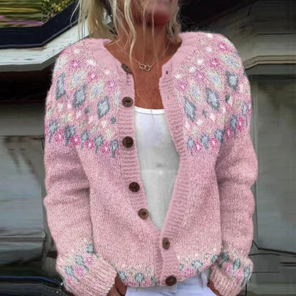 Women's patterned winter cardigan with buttons – women