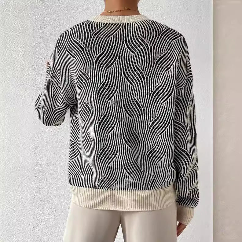 Modern abstract knit sweater – women