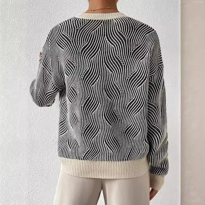 Modern abstract knit sweater – women