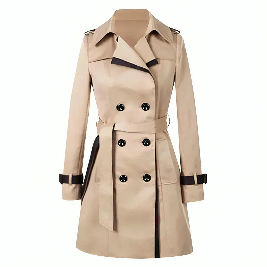 Women's winter trench coat with belt - casual style with warmth