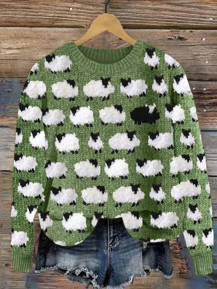 Marta wool sweater with sheep motif – women
