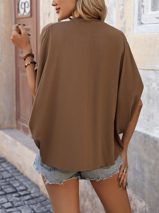 Notched Half Sleeve Blouse