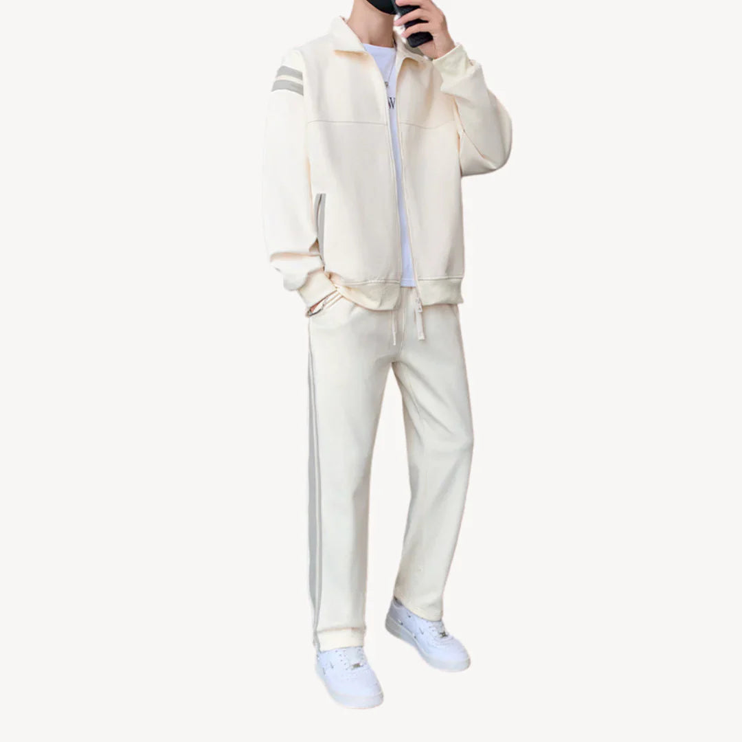 Men's cotton tracksuit, 2-piece set including jacket and jogging pants