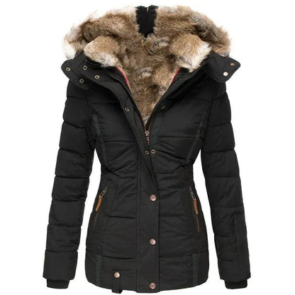 Women's winter jacket with faux-fur hood & soft lining – women