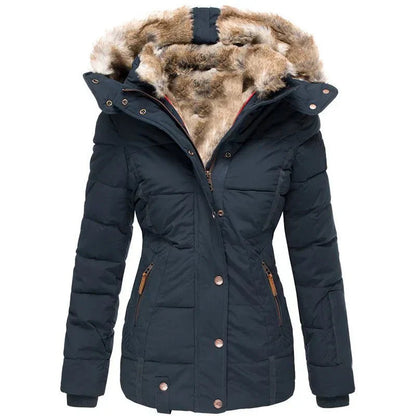 Women's winter jacket with faux-fur hood & soft lining – women
