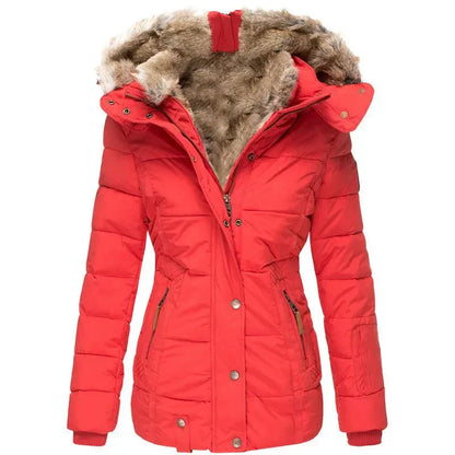 Women's winter jacket with faux-fur hood & soft lining – women