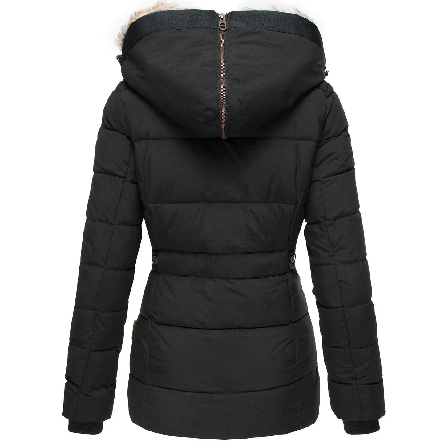 Women's winter jacket with faux-fur hood & soft lining – women