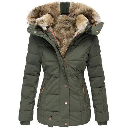Women's winter jacket with faux-fur hood & soft lining – women