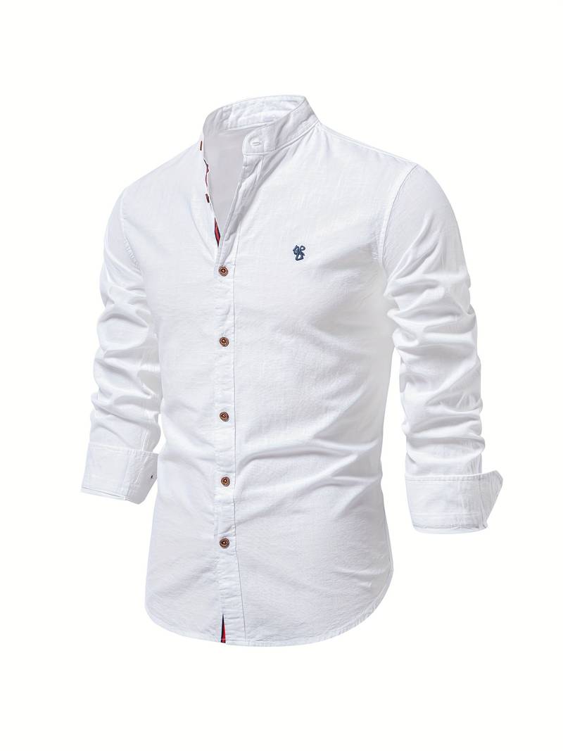 Nathan men's solid color long sleeve button down shirt