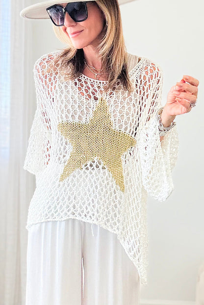 White Star Hollow Knitted Oversized Summer Tee