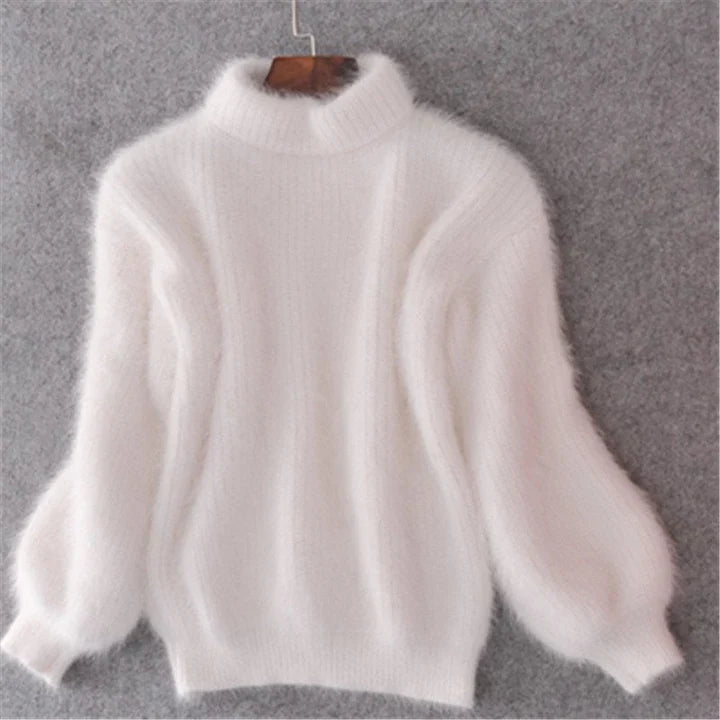Mohair turtleneck knit sweater – women