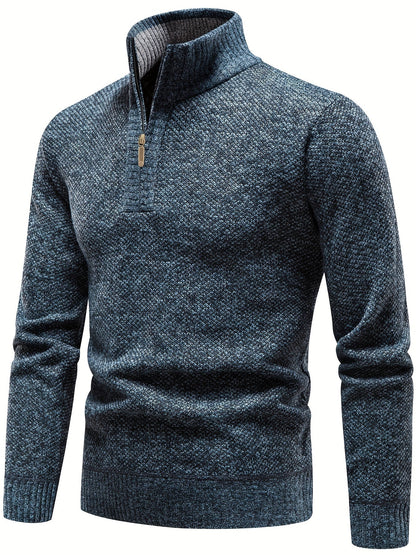 Men’s high-neck quarter-zip knit sweater – men