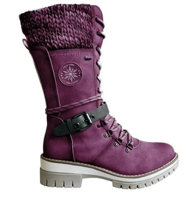 Mid-calf lace-up winter boots – women