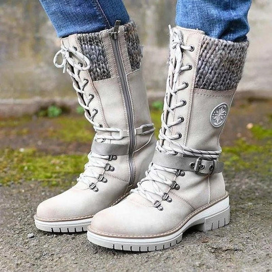 Mid-calf lace-up winter boots – women
