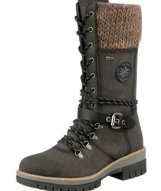 Mid-calf lace-up winter boots – women