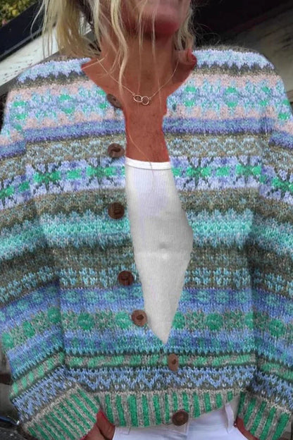 Lotte – blue nordic knit cardigan