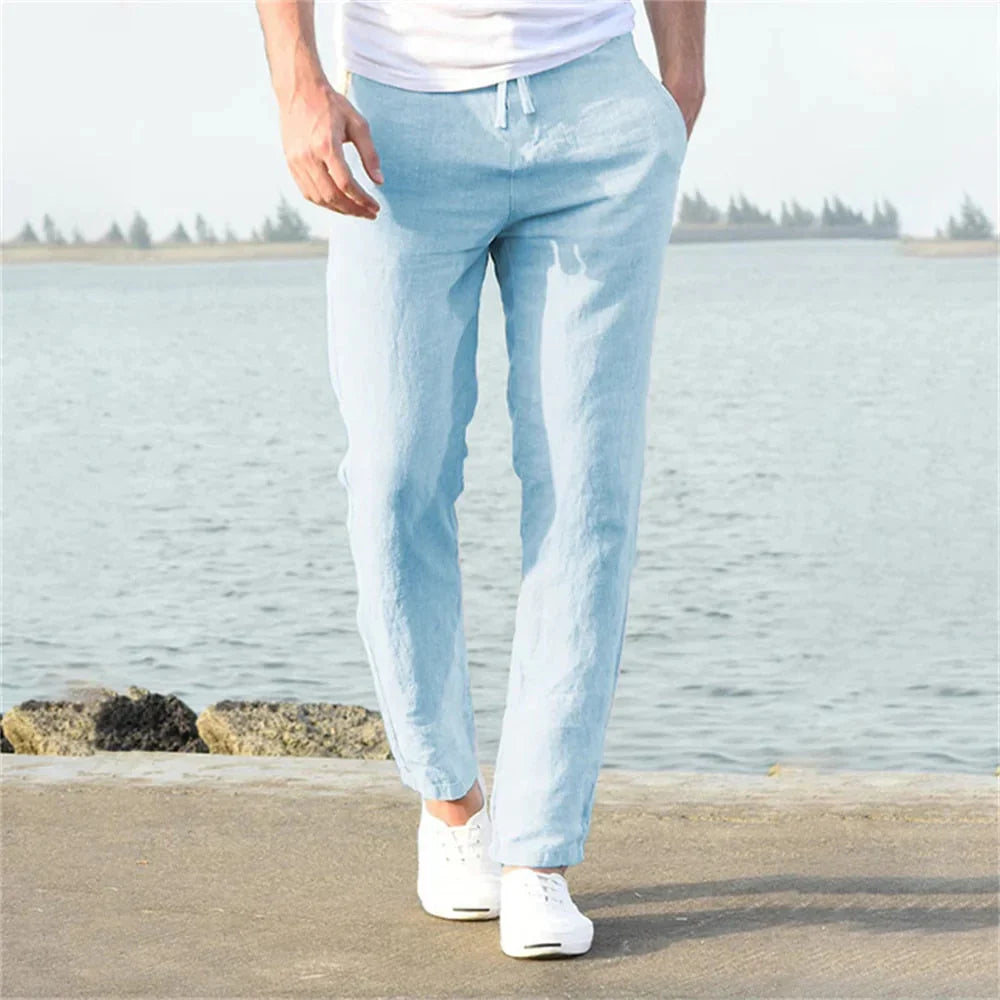 Lightweight men's linen trousers, casual and comfortable