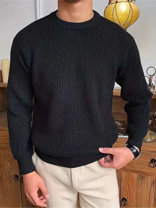 Men's classic crew-neck chunky knit sweater – men