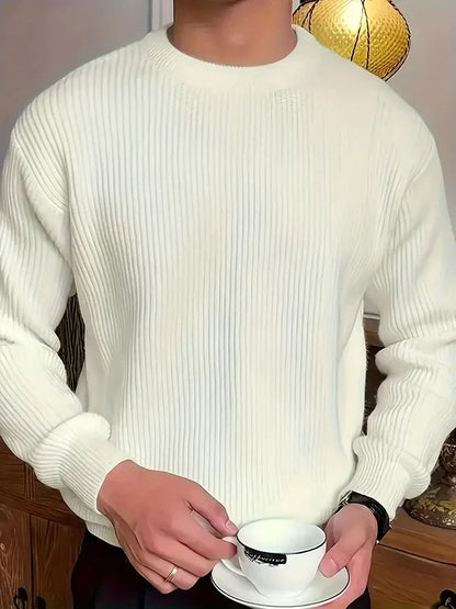 Men's classic crew-neck chunky knit sweater – men