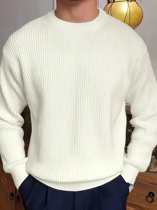 Men's classic crew-neck chunky knit sweater – men