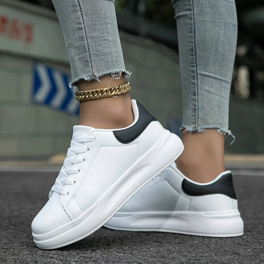 White leather sneakers – women